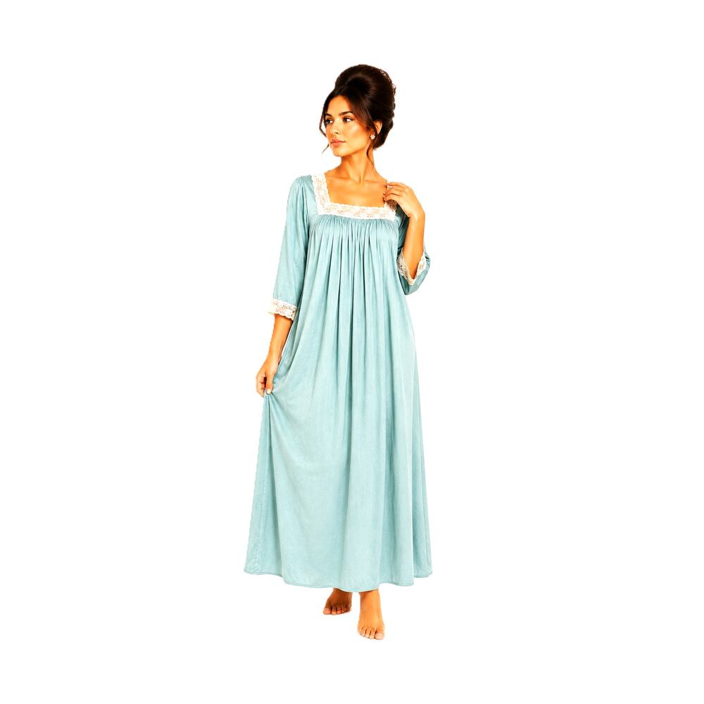 Givency Intimite Paris Nightgown Size Small Blue Lace Trim USA Made Vintage